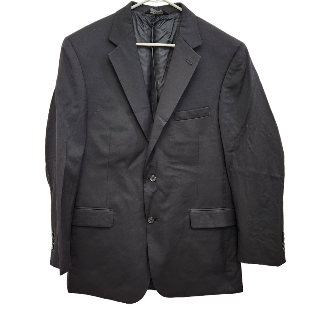 Jos A Bank 2 Button Double Vent Fully Lined Black Wool Sport Coat Blazer 43R